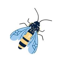 ilustración vectorial de abeja melífera sobre fondo blanco vector