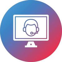 Online Call Center Glyph Circle Gradient Background Icon vector
