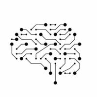 Brain circuit board artificial intelligence technology icon vector