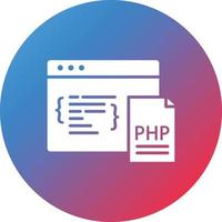 icono de fondo degradado de círculo de glifo de codificación php vector