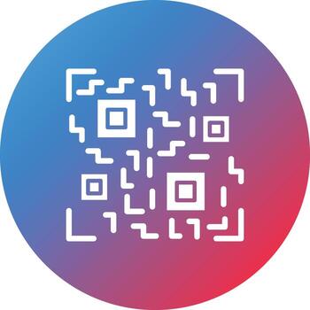 icono de fondo degradado de círculo de glifo de código qr vector