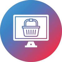 Online Shopping Basket Glyph Circle Gradient Background Icon vector