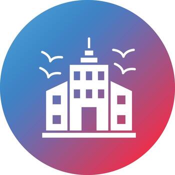 Skyscraper Glyph Circle Gradient Background Icon vector