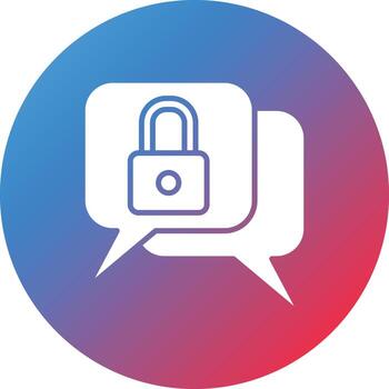 icono de fondo degradado de círculo de glifo de seguridad de chat vector