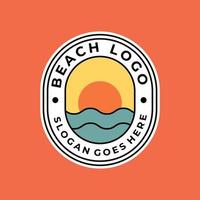 beach emblem logo vector sticker badge sunset minimalist