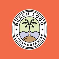 diseño gráfico del árbol de coco del vector del logotipo del emblema de la playa