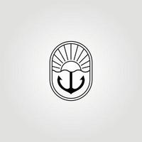 Emblem Line Art of Anchor Ship Logo Vector Design Illustration