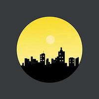 Silhouette City building skyline logo vector emblem illustration design