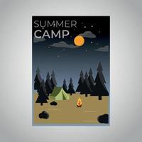 diseño de ilustración de vector de cartel de fondo de campamento de verano