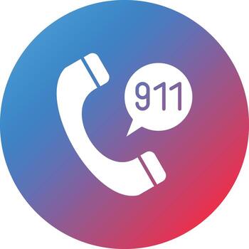 Call 911 Glyph Circle Gradient Background Icon vector