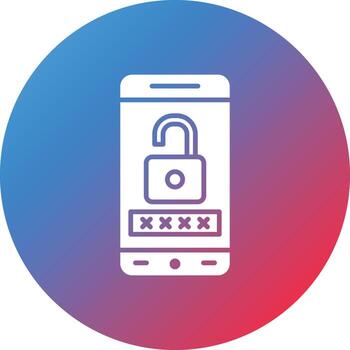 Mobile Password Glyph Circle Gradient Background Icon vector