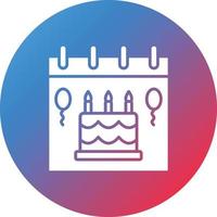 icono de fondo degradado de círculo de glifo de evento de cumpleaños vector