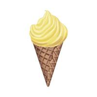 ice cream cone with yellow cream vector