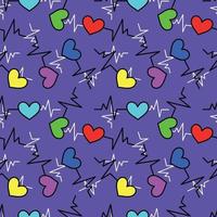 Bright neon pattern with heartbeat symbol vector