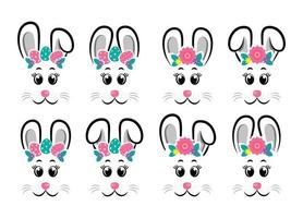 Set of happy bunny masks vector