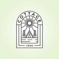 cottage badge logo vector minimalist line art design