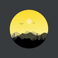 Silhouette Mountains logo design vector illustration template for Outdoor Adventure