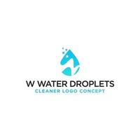 W WATER DROPLETS LOGO DESIGN. vector