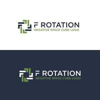 logotipo de rotación de la caja de f piso o f vector