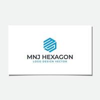 diseño de logotipo hexagonal mnj o mjn vector