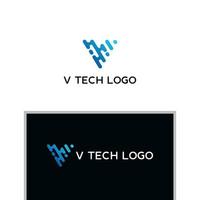 diseño de logotipo digital de tecnología v vector