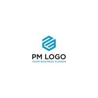 vector de diseño de logotipo hexagonal pm