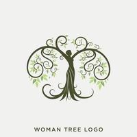 vector de diseño de logotipo de árbol de mujer