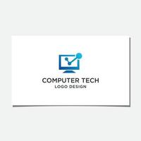 vector de diseño de logotipo de tecnología de lista de verificación de computadora