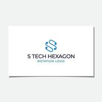 INITIAL S TECHNOLOGY ROTATION LOGO WITH HEXAGON CONCEPT vector
