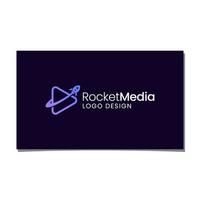 ROCKET AND PLAY BUTTON LOGO DESIGN VECTOR