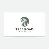 diseño de logotipo abstracto árbol y carretera vector