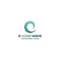 SEA WAVE LOGO DESIGN WITH INITIAL E vector