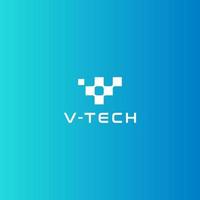 diseño de logotipo de tecnología de píxeles v vector