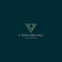 SUN AND HILL LOGO DESIGN IN LETTERS V vector