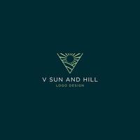 SUN AND HILL LOGO DESIGN IN LETTERS V vector