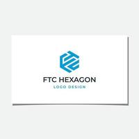 diseño de logotipo hexagonal ftc o ftu vector