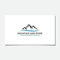 diseño de logotipo de montaña y río vector