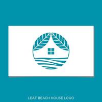 vector de diseño de logotipo de hoja, playa y casa