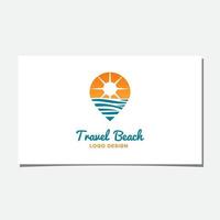 TRAVEL BEACH OR PIN BEACH LOGO DESIGN VECTOR