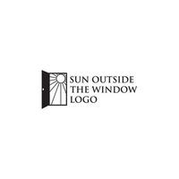 logotipo de sol fuera de la puerta vector
