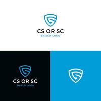 CS INITIAL AND SHIELD LOGO DESIGN VECTOR