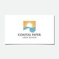 OCEAN PAPER OR OCEAN DOCUMENT LOGO DESIGN VECTOR