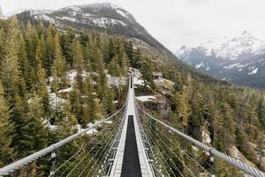 Suspension bridge in the mountains photo