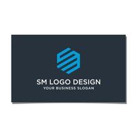 vector de diseño de logotipo hexagonal sm