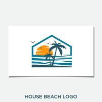 casa playa logo diseño vector