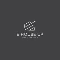 logotipo de e house y flecha hacia arriba vector