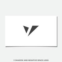 v diseño de logotipo de sombra y espacio negativo vector
