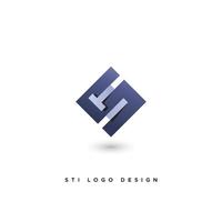 vector de diseño de logotipo inicial de sti