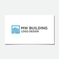 vector de diseño de logotipo de edificio mw