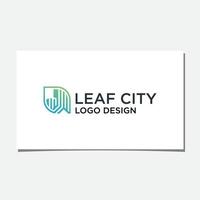 LEAF AND BUILDINGS LOGO DESIGN VECTOR